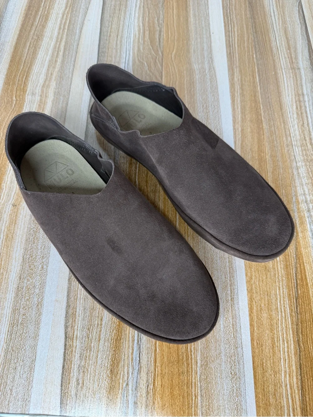 MULO Foldable Suede Slip On Loafers Handmade Men’s US Size 8 Dark Brown